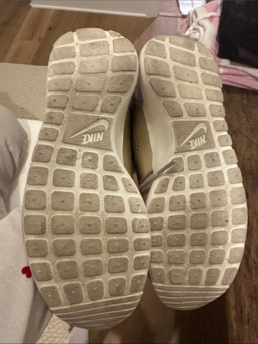 Nike Beige Suede & Metallic Gold Trainers - Picture 3 of 3